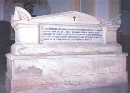 Mausoleo en el Panteón de Marinos Ilustres de don José Rodríguez de Arias y Álvarez de la Campana. Cortesía del Museo Naval. Madrid.