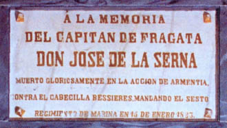 Lápida de don José de la Serna y de la Riva. Cortesía del Museo Naval. Madrid.